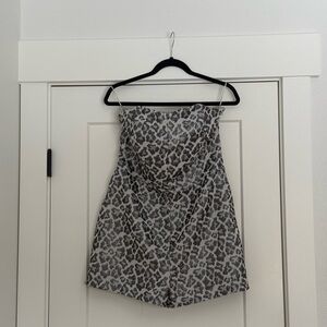 Leopard Print Strapless Romper